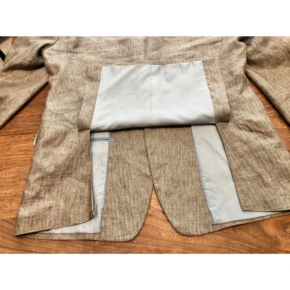 Jos A Bank 1905 Mens 43R Tailored Fit 100% Linen Herringbone Blazer Sport Coat